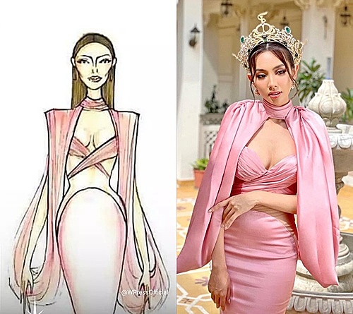 Attending the final night of Glamanand Supermodel India 2022 in India, Tien wore a pink dress and put her hands out instead of inserting them into the shoulder like the designers intention. The fact that Tien wears the wrong way makes the overall outfit look flimsy and less elegant.
